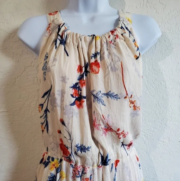 Miss Me Size L - Women's Ivory Floral Cutout Halter Dress - Picture 3 of 8